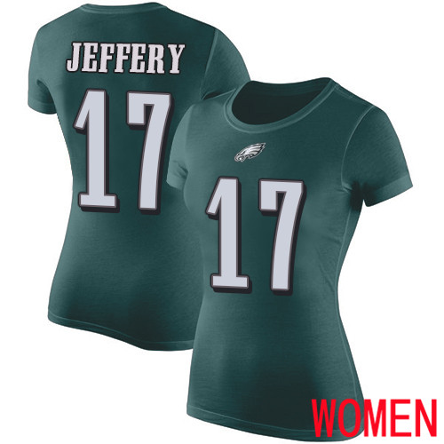 Women Philadelphia Eagles #17 Alshon Jeffery Green Rush Pride Name and Number NFL T Shirt->women nfl jersey->Women Jersey